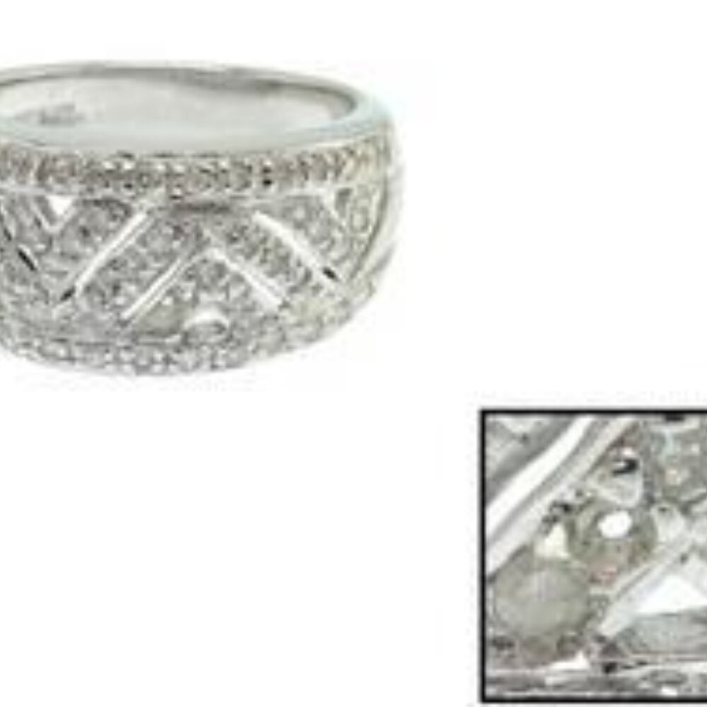 Scratch&Dent -- BOLD Sterling Silver 0.33ctw Round Diamond Zig-Zag Design Ring - Picture 8 of 9